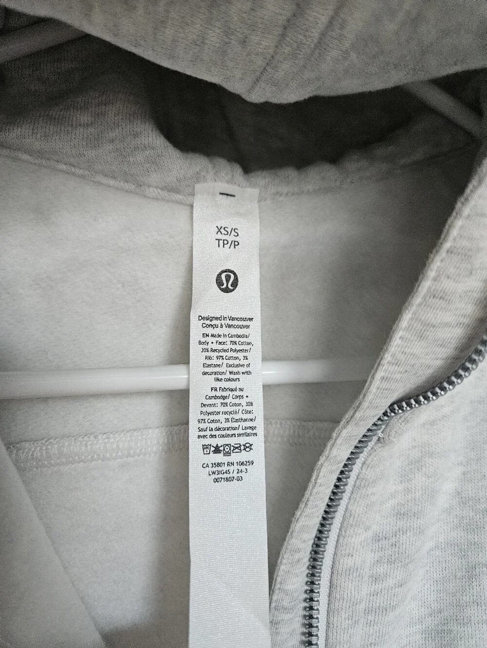 NWT Lululemon Scuba Oversized Half-Zip Hoodie Heathered Core Light Grey XS/S